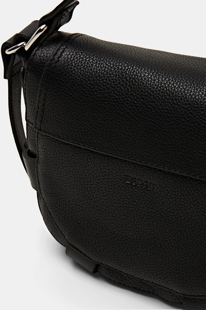 Saddle-taske i læder med dekorative remme, BLACK, detail image number 1