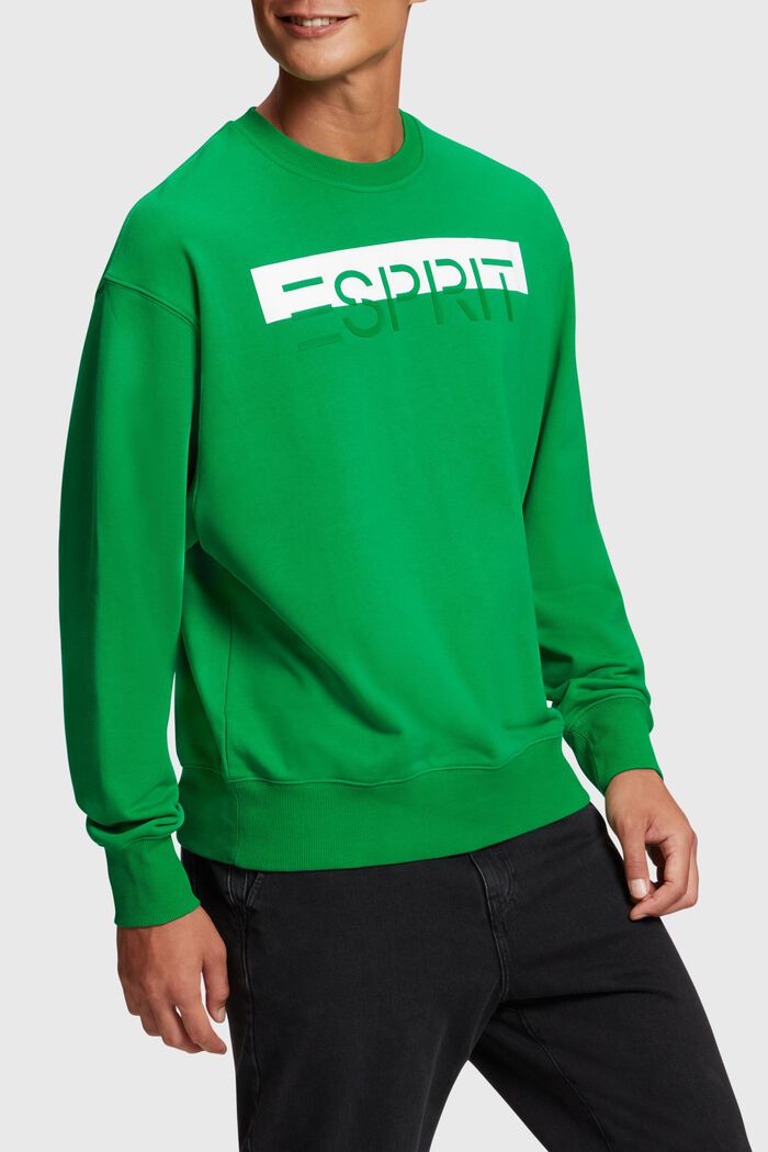 Sweatshirt med mat og glansfuld logoapplikation, GREEN, detail image number 0