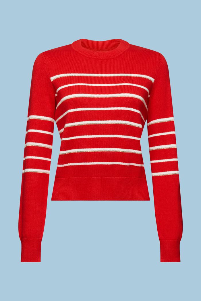 Stribet pullover i strik med kashmir, RED, detail image number 6