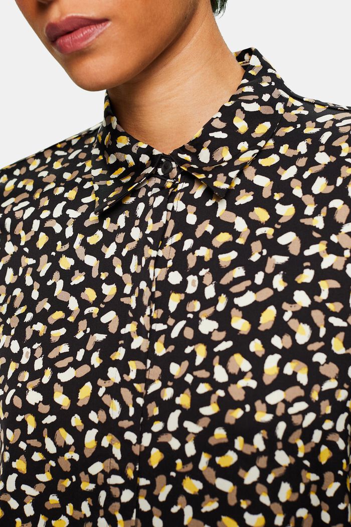 Skjortebluse i satin med print, BLACK, detail image number 3