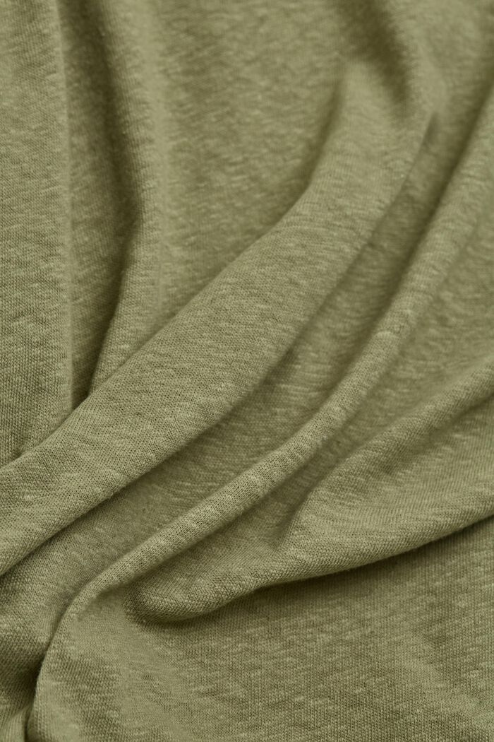 T-shirt af bomulds-/hørblanding, LIGHT KHAKI, detail image number 4
