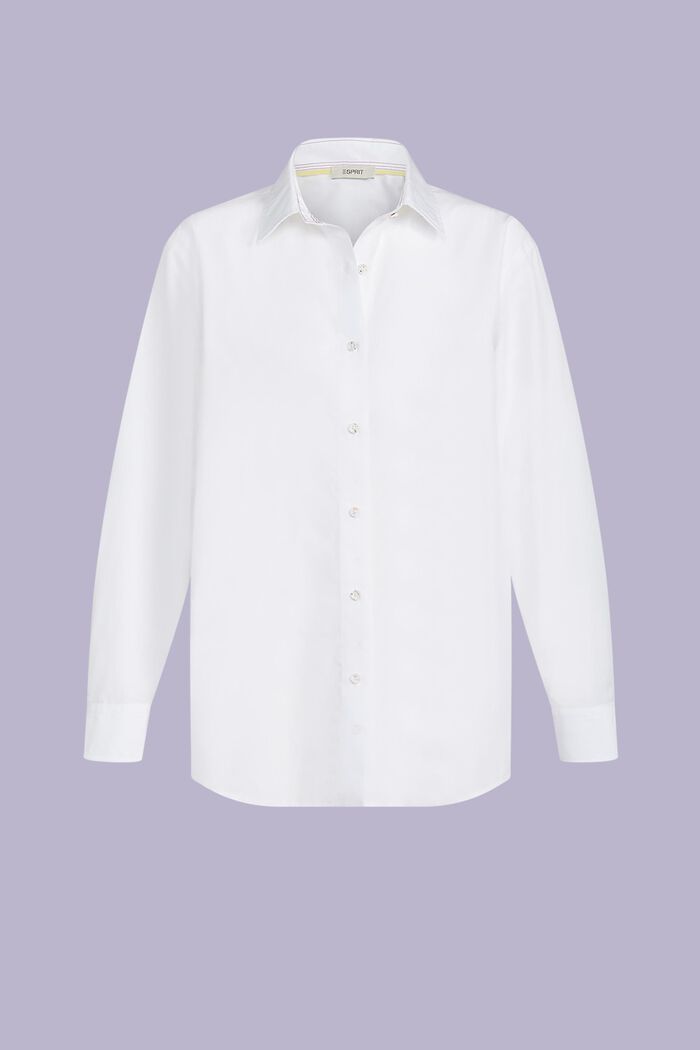 Skjorte i bomuldspoplin, WHITE, detail image number 5