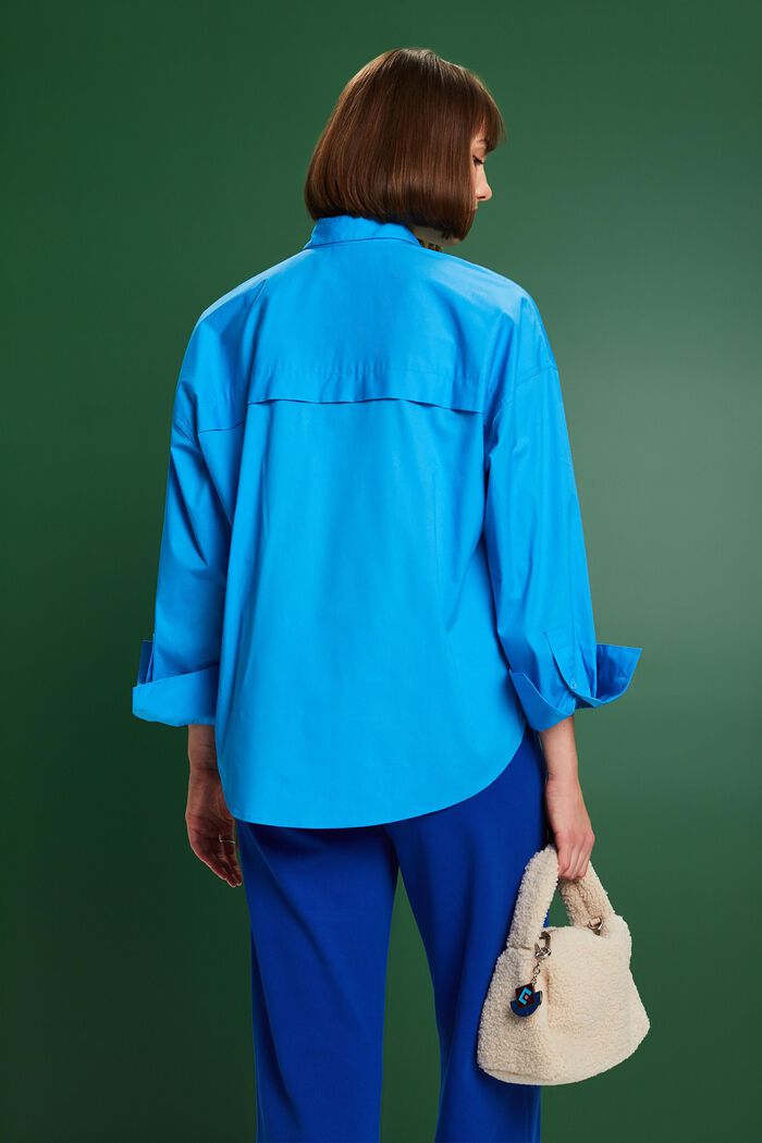 Button up-skjorte i bomuldspoplin, BLUE, detail image number 2
