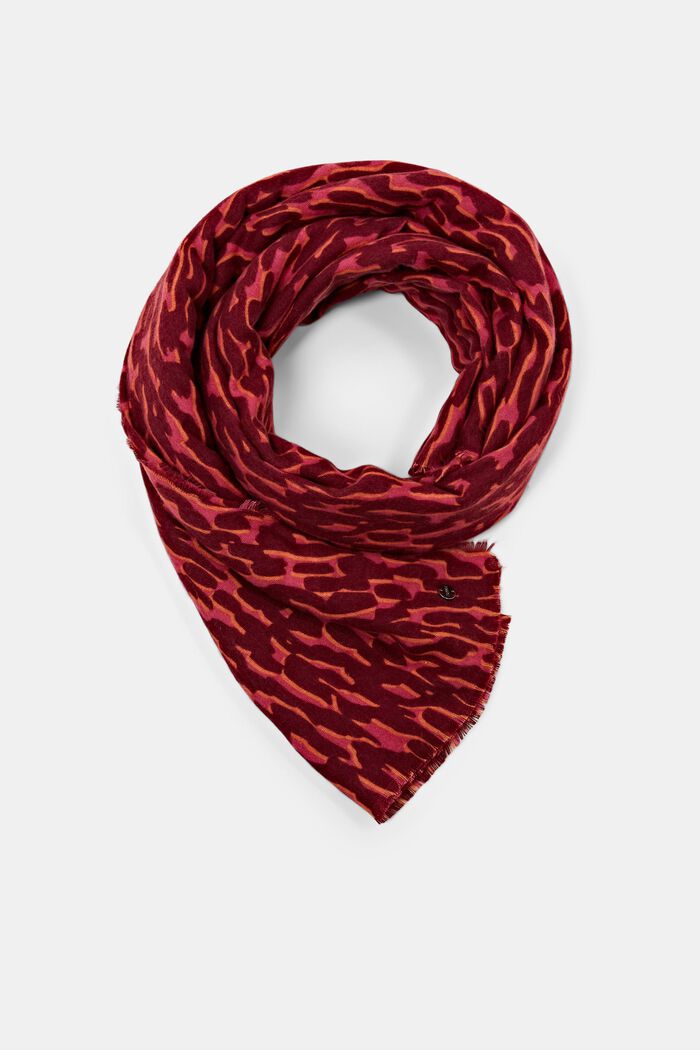 Genanvendt: tørklæde med dyreprint, BORDEAUX RED, detail image number 0