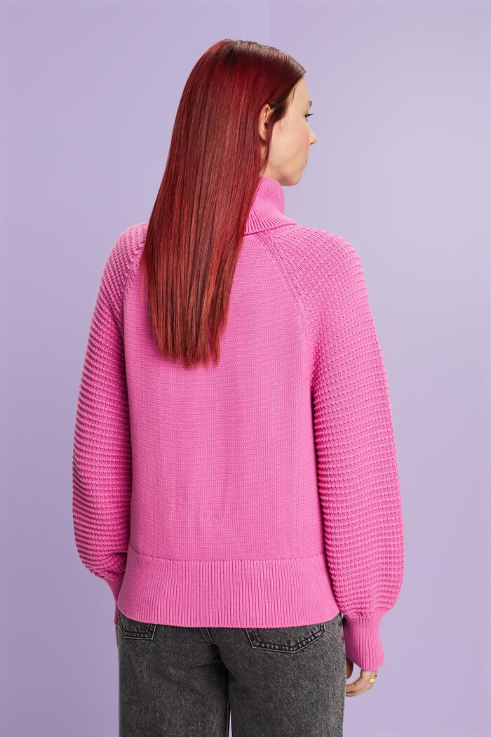 Rullekravesweater i bomuld, PINK FUCHSIA, detail image number 4