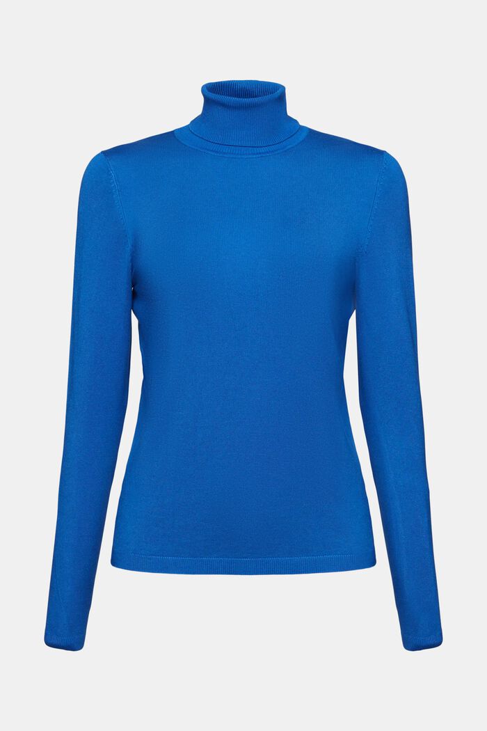 Langærmet sweater med rullekrave, BRIGHT BLUE, detail image number 6