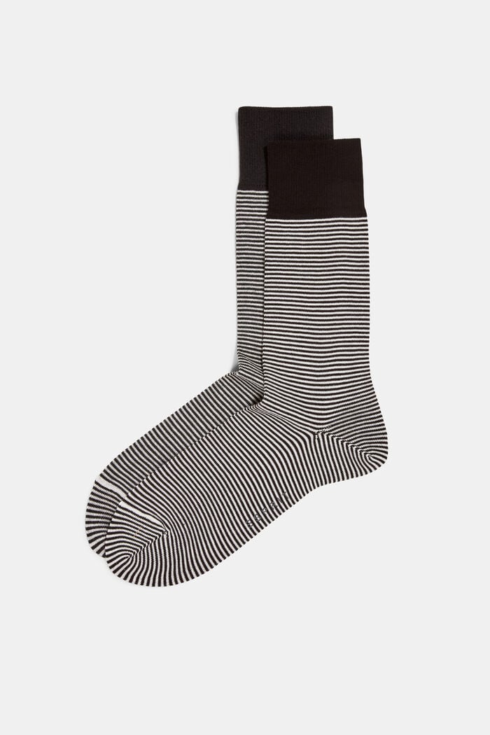 Pakke med 2 stribede sokker af bomuldsblanding, BLACK, detail image number 2