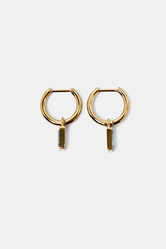 Små hoop-øreringe med vedhæng, rustfrit stål, GOLD, detail image number 0