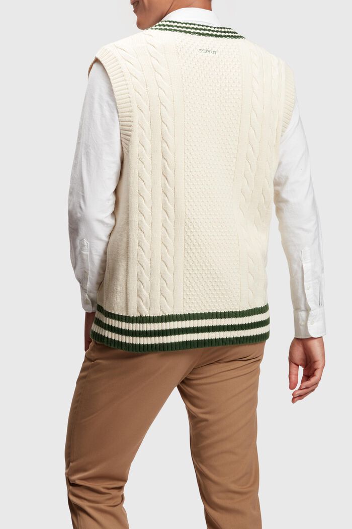 Sweatervest i college-stil, BEIGE, detail image number 1