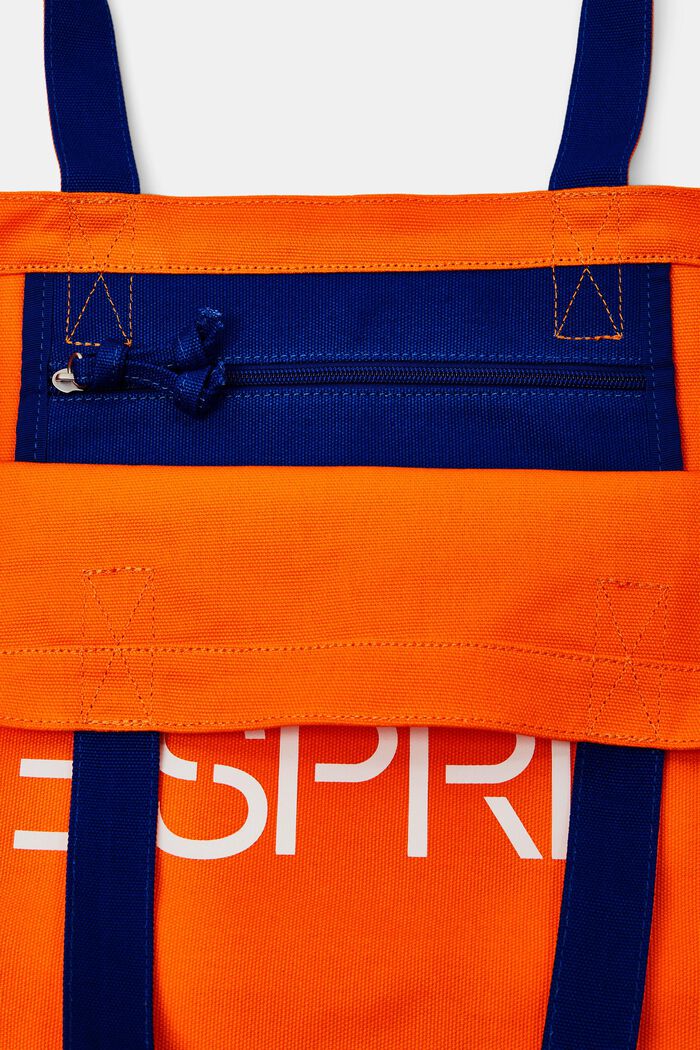 Shoppingtaske i canvas med logo, RED ORANGE, detail image number 3