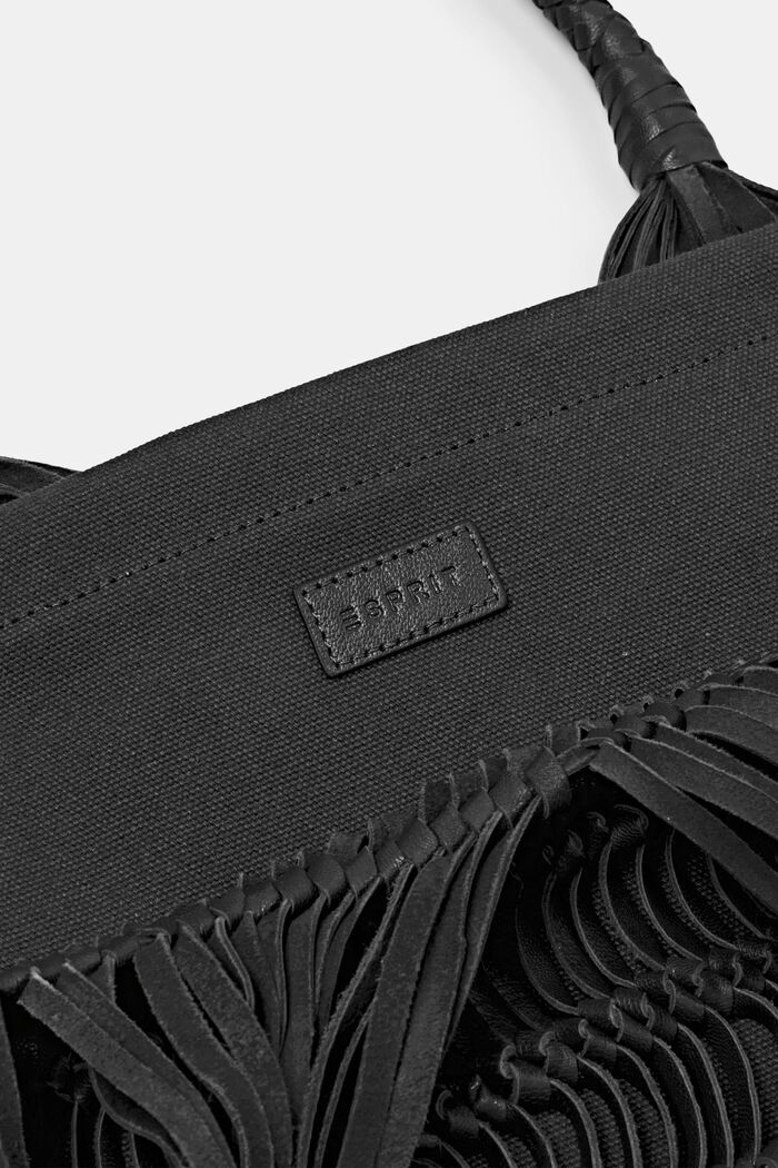 Lædershopper i knyttet design, BLACK, detail image number 1