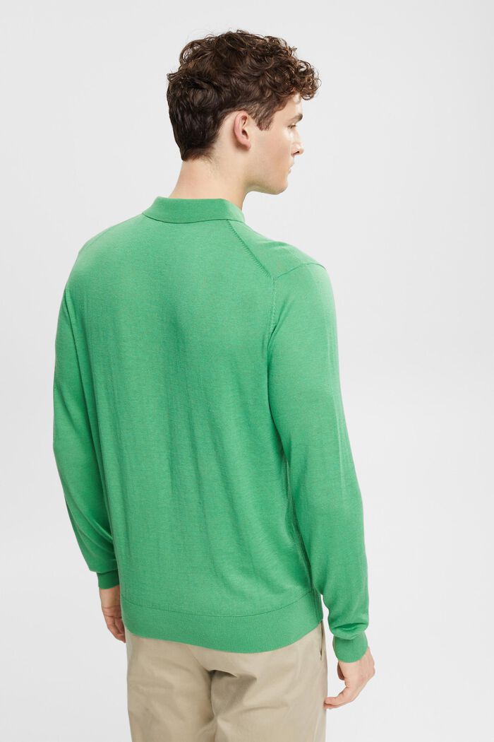 Med TENCEL™: langærmet poloskjorte, GREEN, detail image number 3