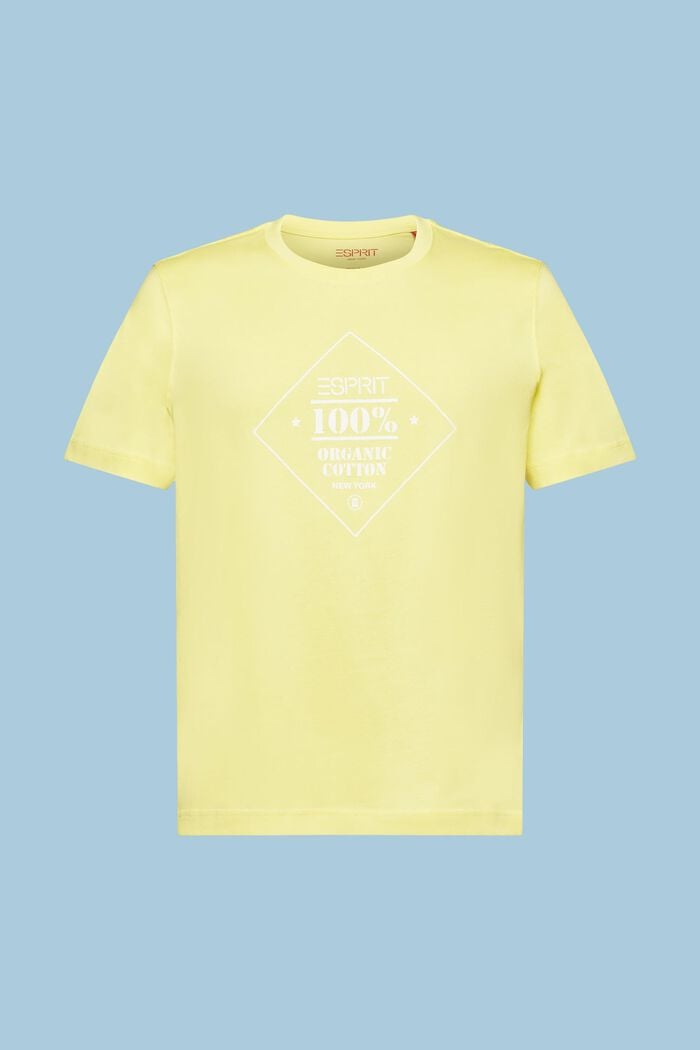 Bomulds-T-shirt med logoprint, PASTEL YELLOW, detail image number 6