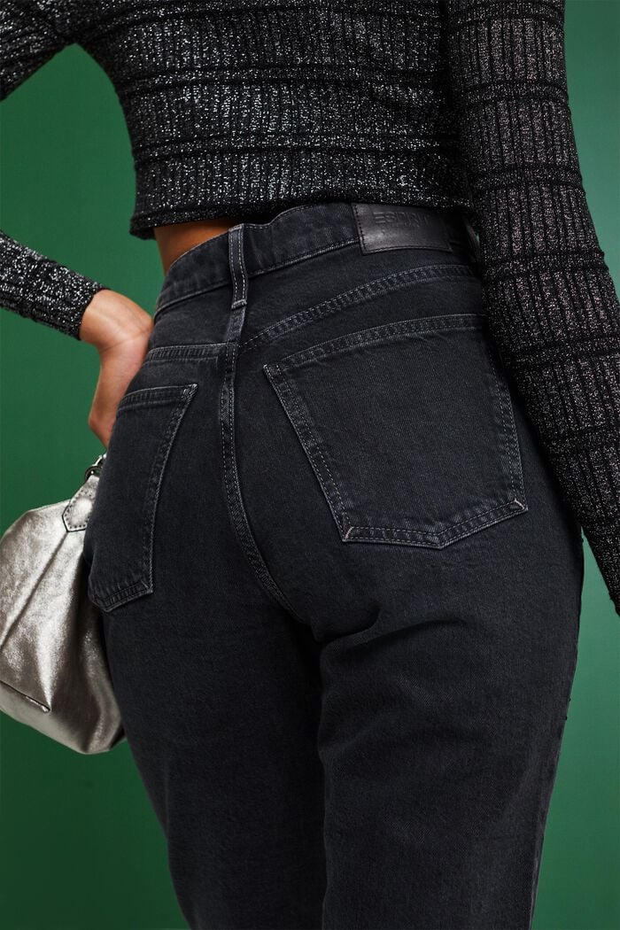 Klassiske retro-jeans med høj talje, BLACK DARK WASHED, detail image number 4