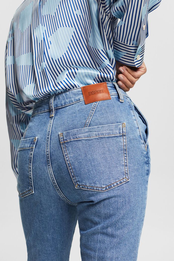 Slim-jeans med høj talje, BLUE LIGHT WASHED, detail image number 4