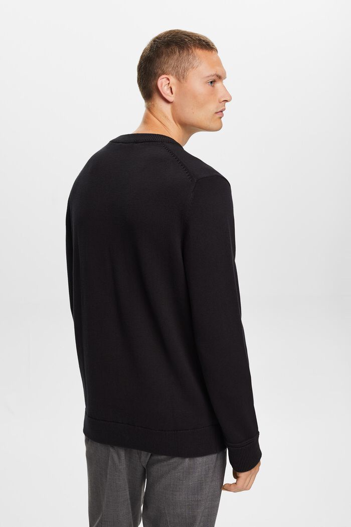 Sweater i bomuld med rund hals, BLACK, detail image number 3