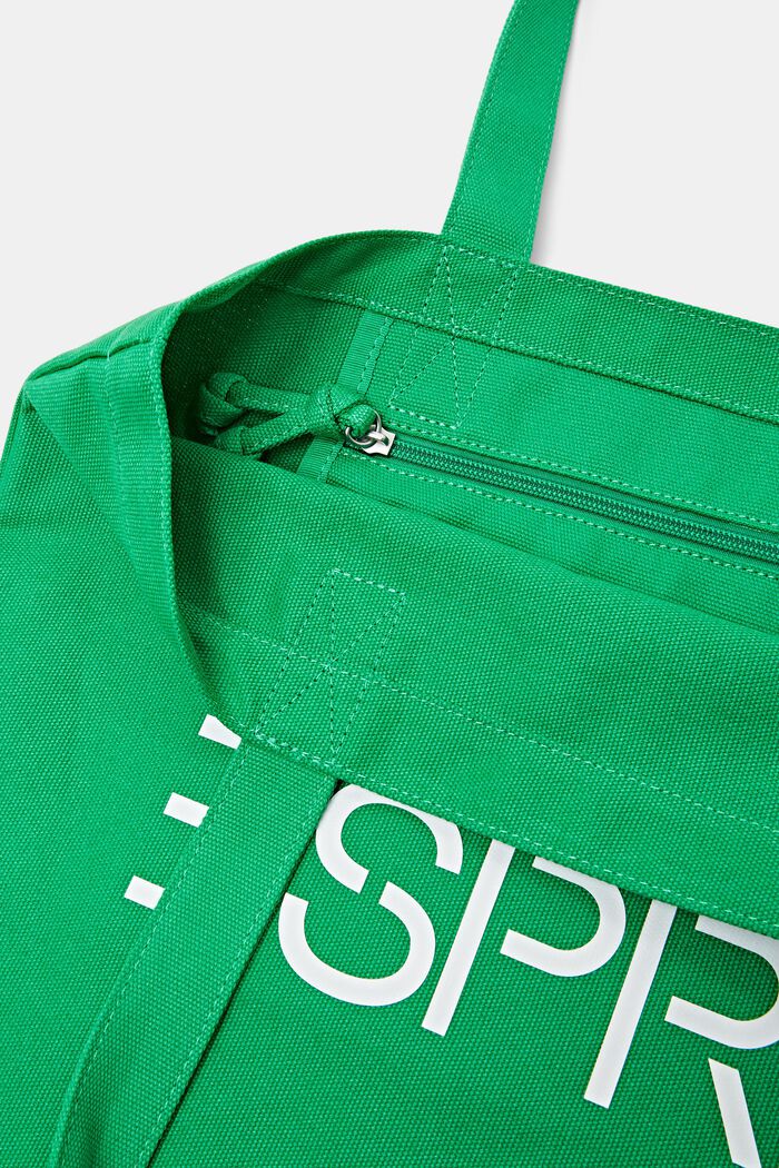 Shoppingtaske i canvas med logo, GREEN, detail image number 3