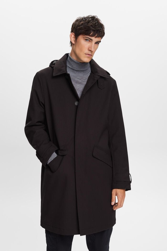 Genanvendt: Polstret cottoncoat m. aftagelig hætte, BLACK, detail image number 0