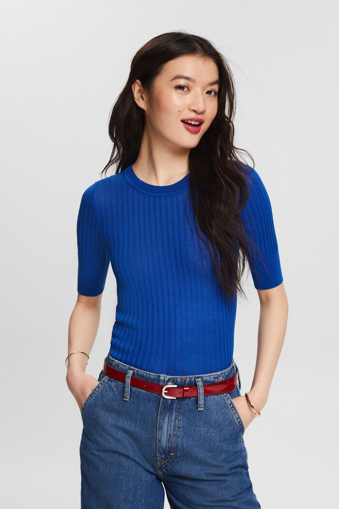 Sweater i ribstrik, BRIGHT BLUE, detail image number 4