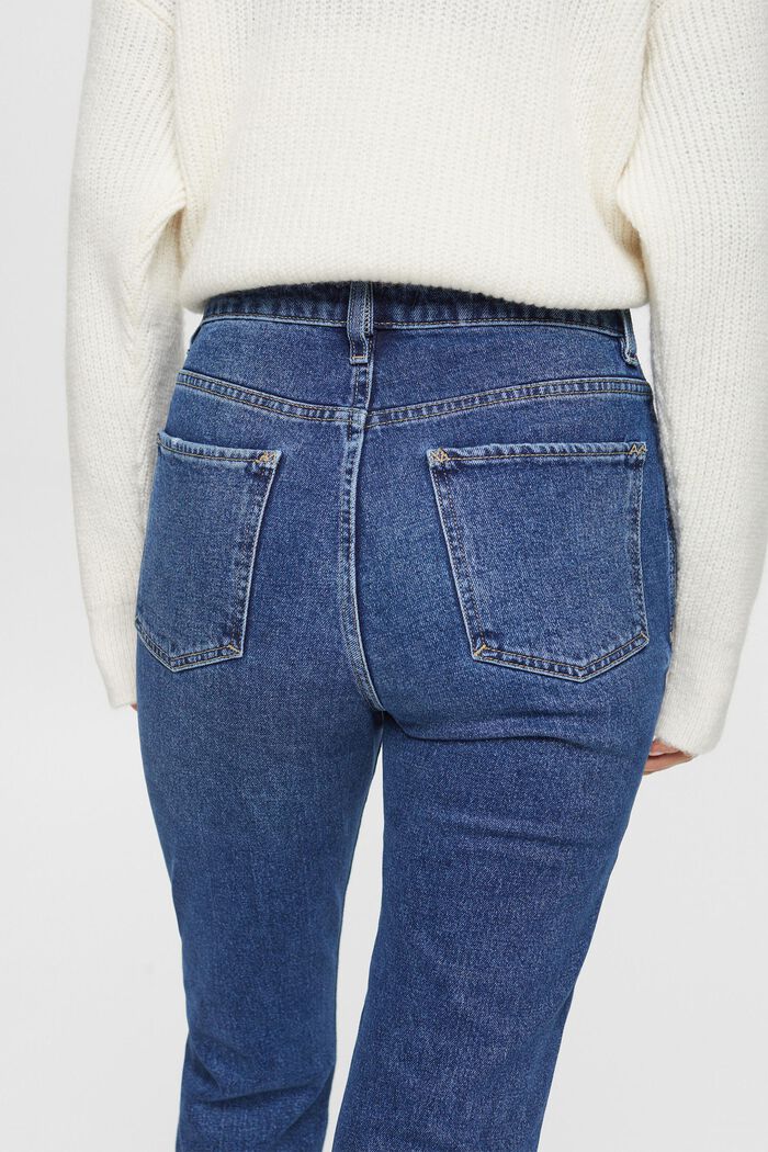 Boyfriend-jeans med høj talje og rip-detaljer, BLUE DARK WASHED, detail image number 2