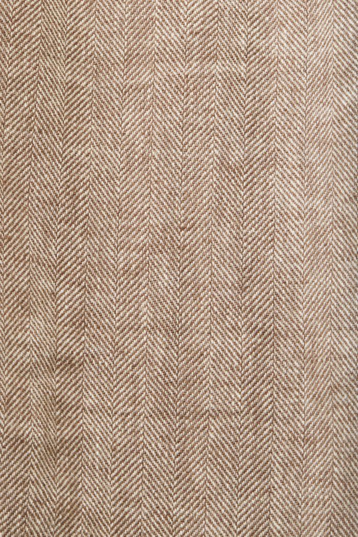 Bukser i bomulds- og hørmiks med sildebensmønster, DARK BROWN, detail image number 6