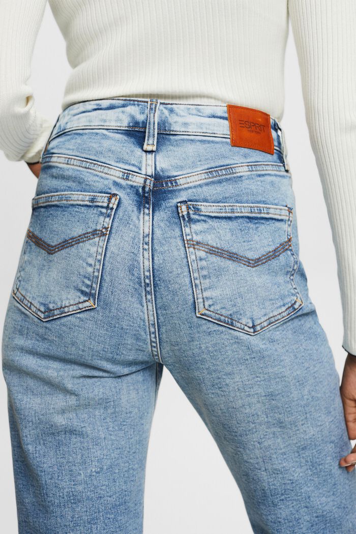 Lige retro-jeans med høj talje, BLUE LIGHT WASHED, detail image number 4