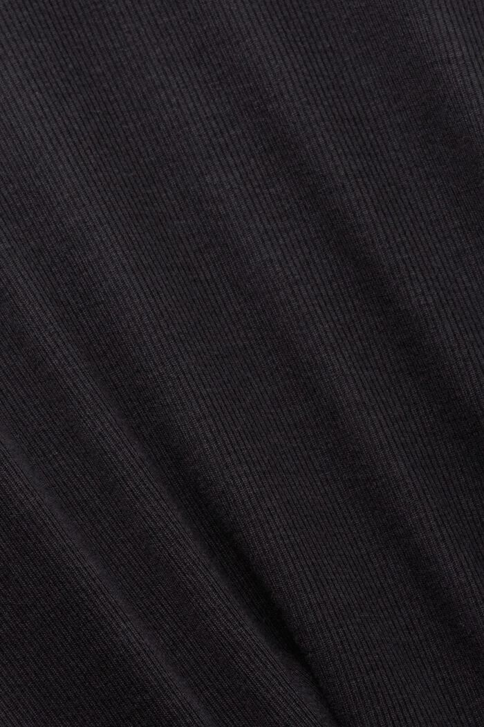 Ribbet T-shirt med V-hals, BLACK, detail image number 4