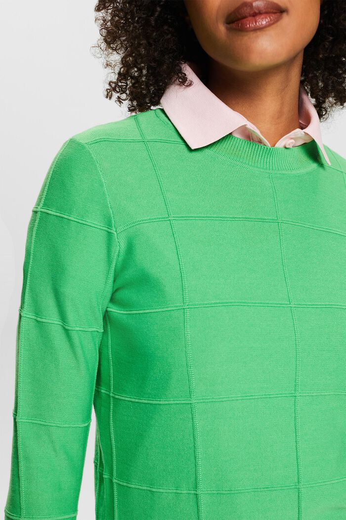 Farveafstemt gittersweater med struktur, CITRUS GREEN, detail image number 3