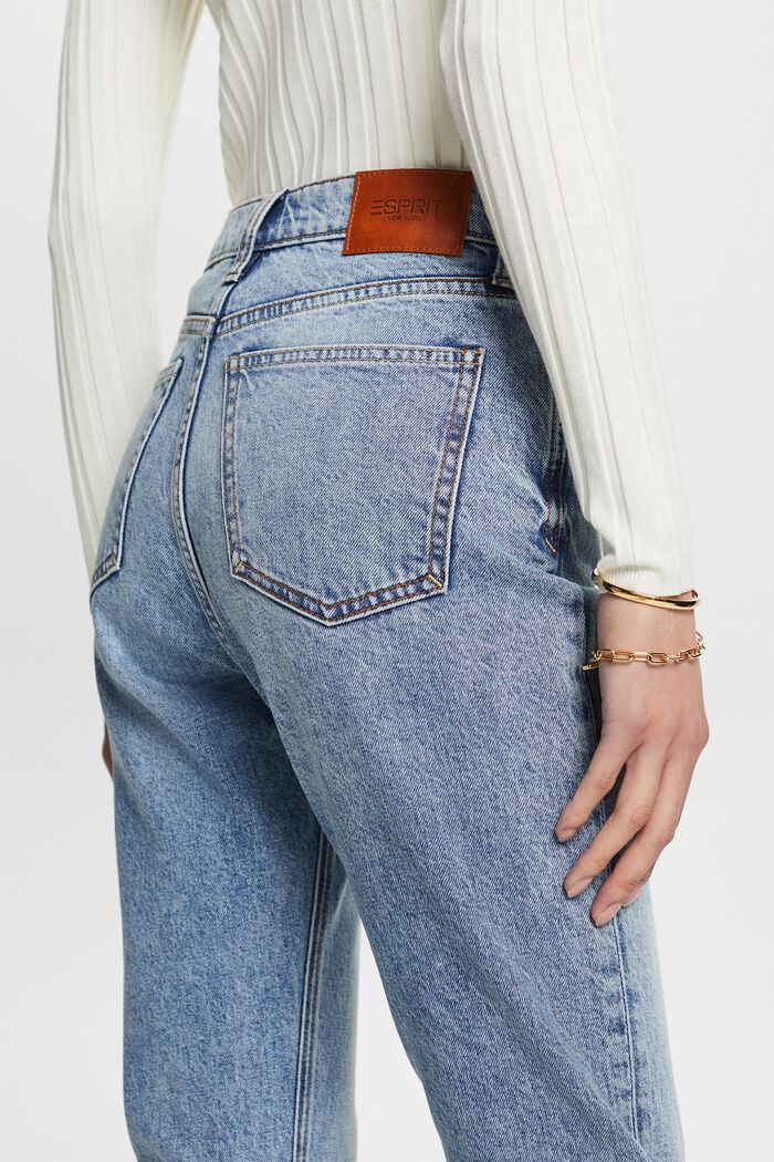 Retro slim-jeans med høj talje, BLUE BLEACHED, detail image number 4