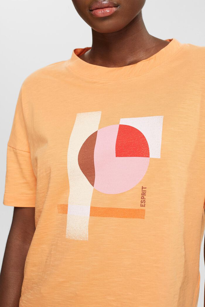 T-shirt i bomuld med geometrisk print, GOLDEN ORANGE, detail image number 2