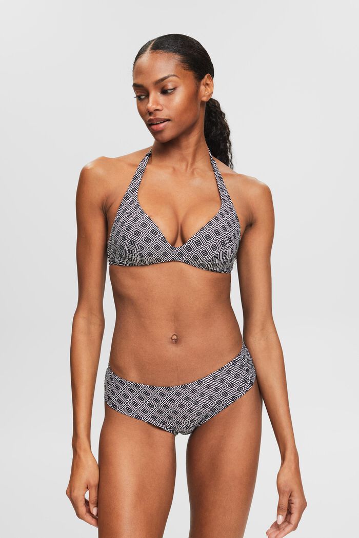 Halterneck-bikinitop med print, BLACK, detail image number 0