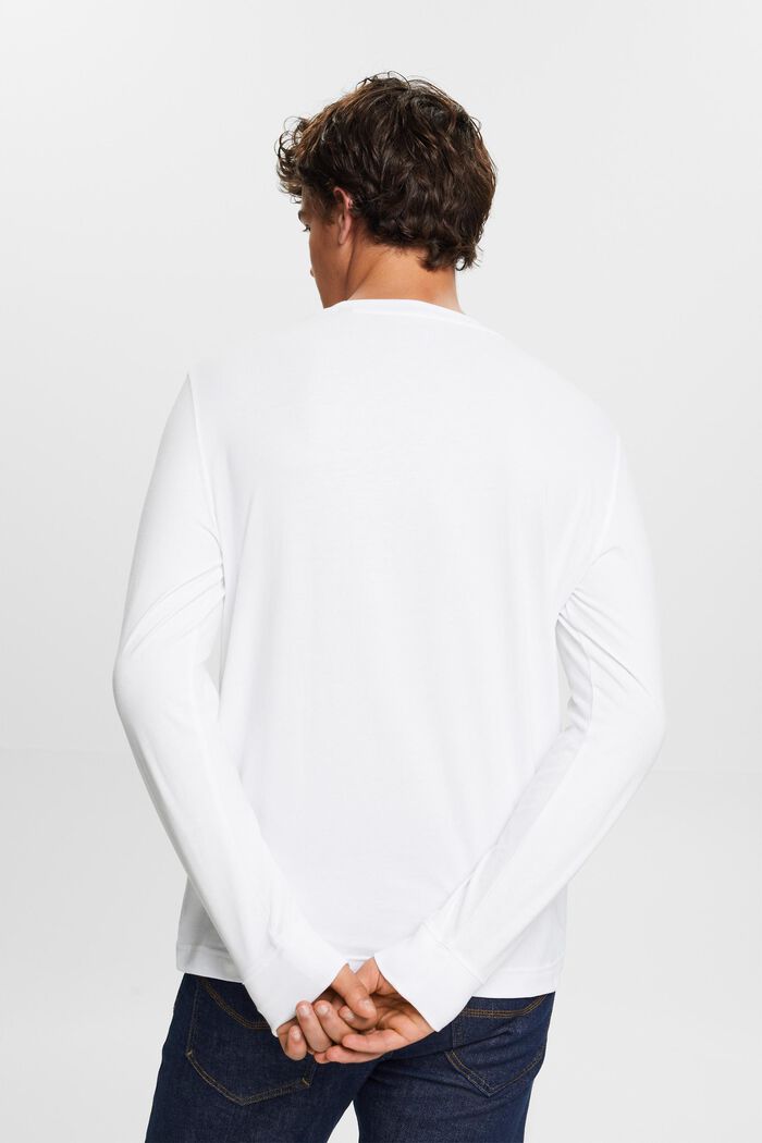Langærmet T-shirt med rund hals, WHITE, detail image number 4