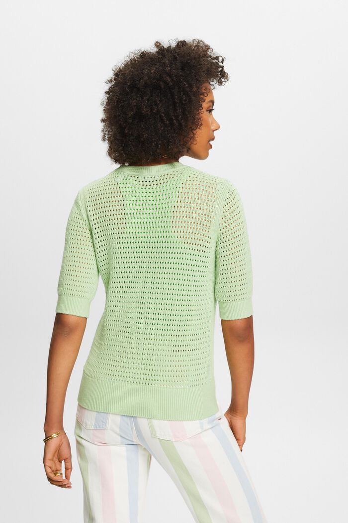 Kortærmet sweater i mesh, LIGHT GREEN, detail image number 2