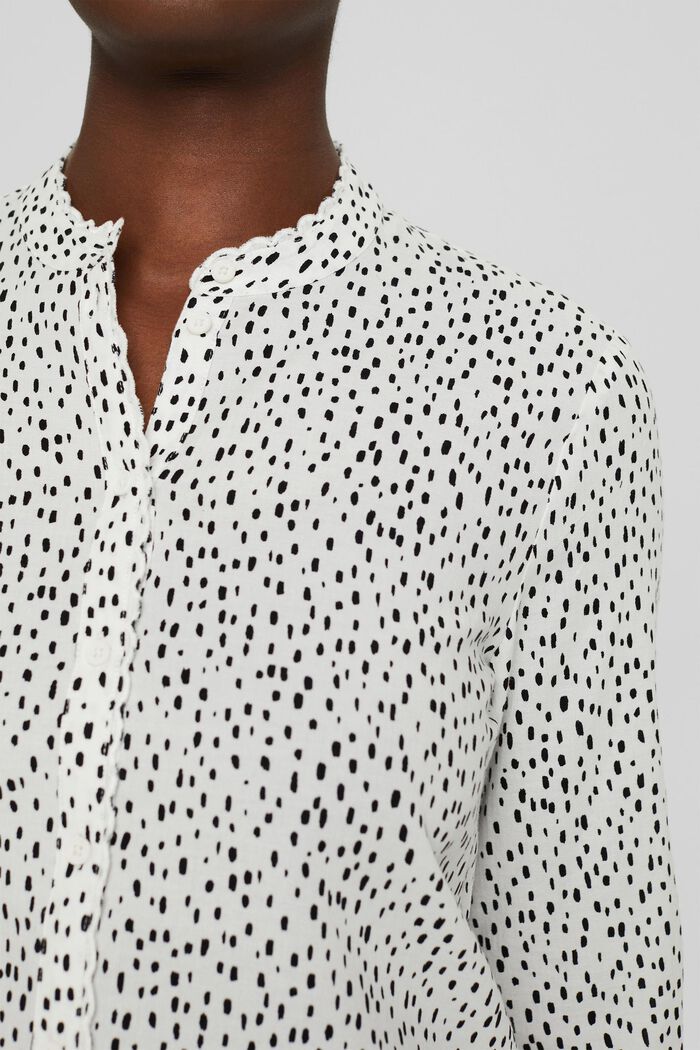 Mønstret bluse med broderi, OFF WHITE, detail image number 0