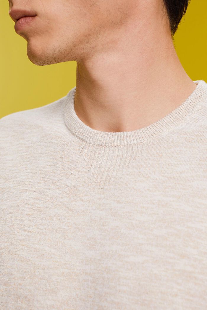 Pullover i meleret strik med korte ærmer, OFF WHITE, detail image number 2