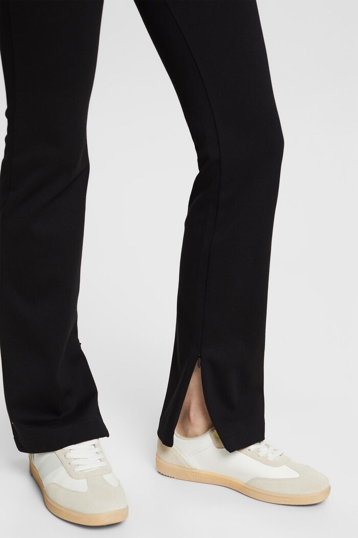 Punto-bukser med lynlås i kanten forneden, BLACK, detail image number 4