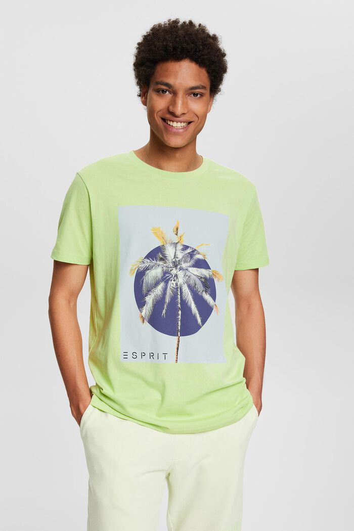 T-shirt i jersey med print, 100% bomuld, LIGHT GREEN, detail image number 1