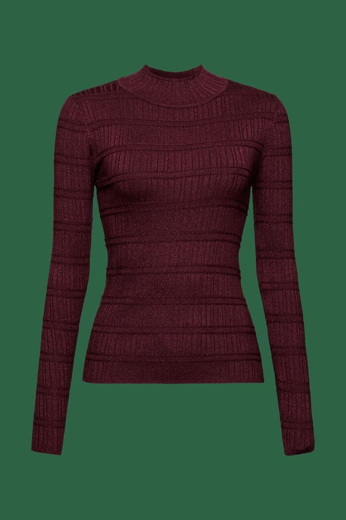 Sweater med høj hals og glimmer, LENZING™ ECOVERO™, BORDEAUX RED, detail image number 6