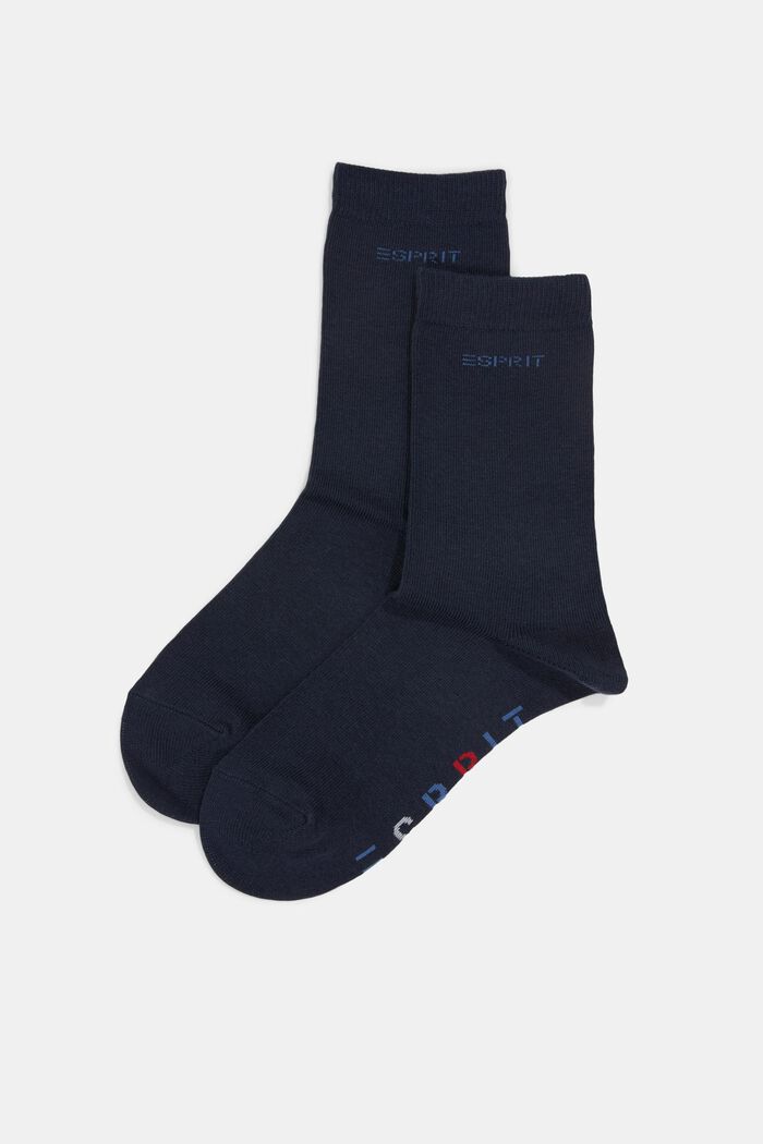 Pakke med 2 par sokker med logo, i bomuldsblanding, , overview