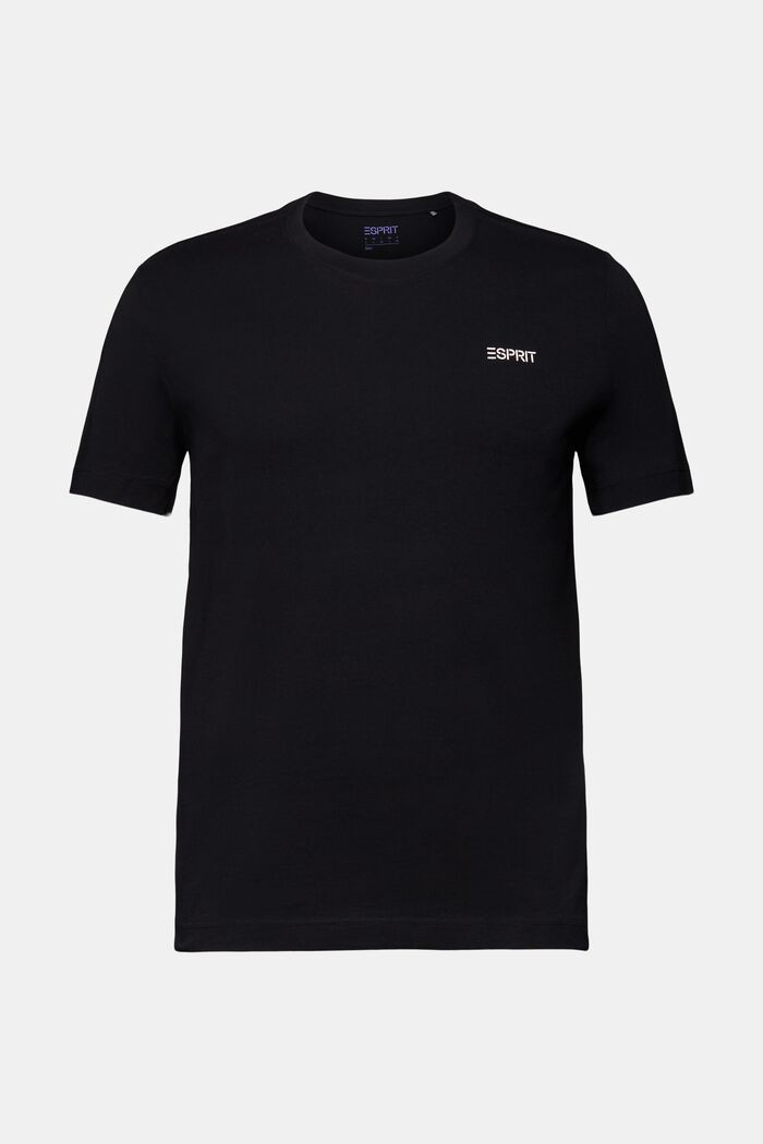 T-shirt i bomuldsjersey med logo, BLACK, detail image number 5