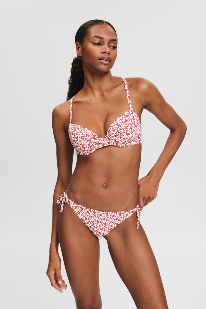 Polstret bikinitop med print, DARK RED, detail image number 0