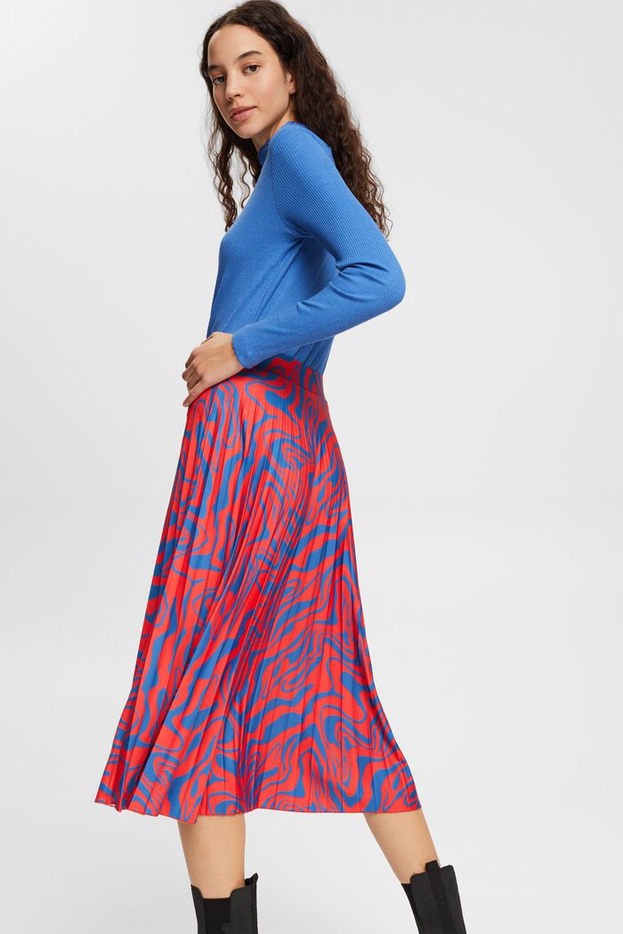 Midi-nederdel med grafisk print, RED, detail image number 4