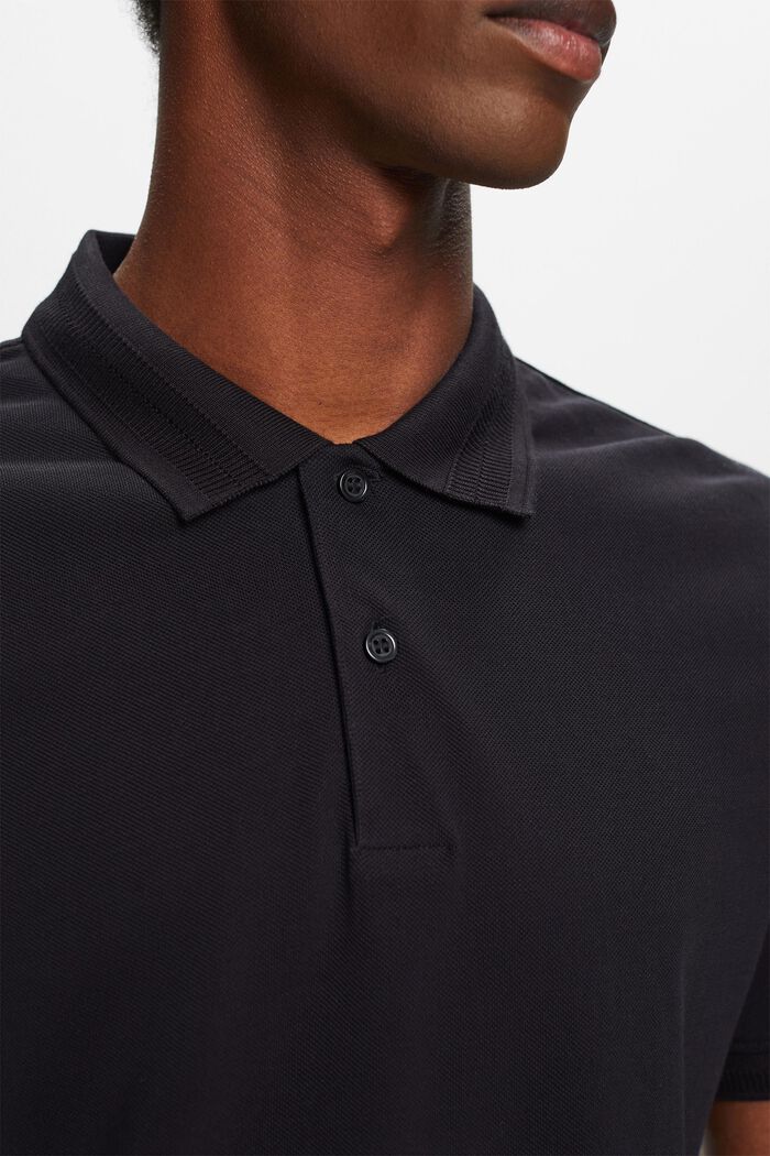 Poloskjorte i pimabomuldspique, BLACK, detail image number 1