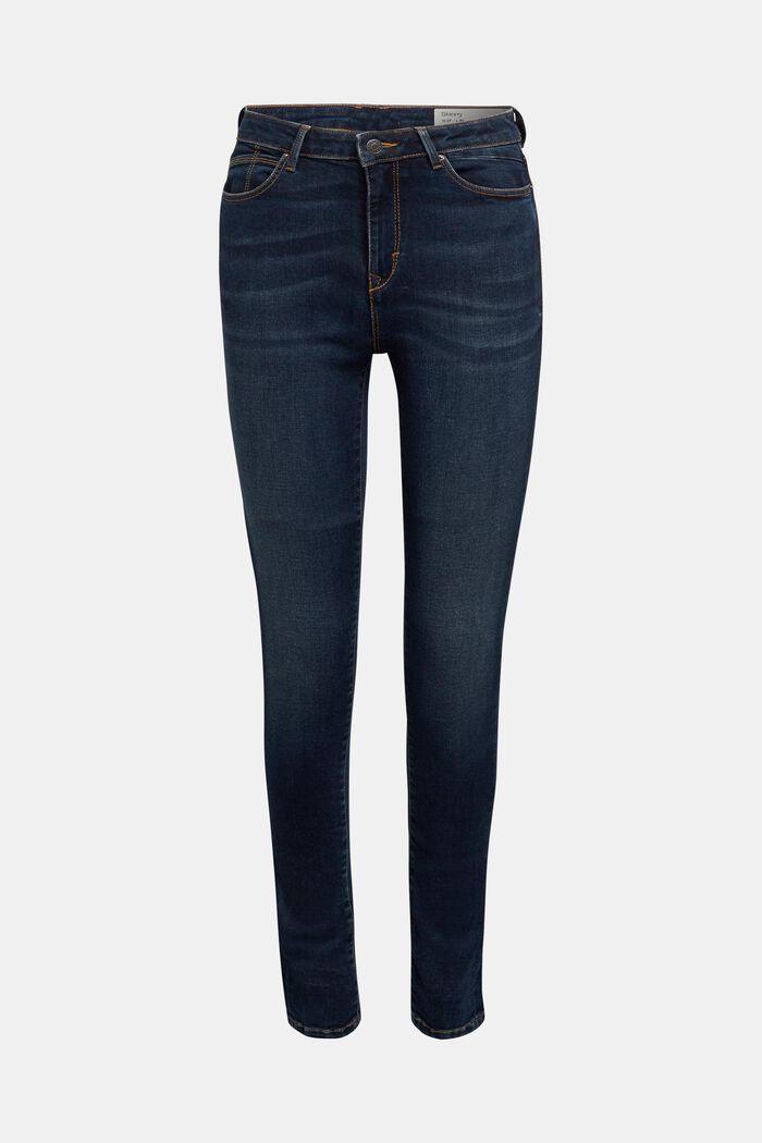 Jeans i bomuldsblanding med stretchkomfort, BLUE DARK WASHED, detail image number 0
