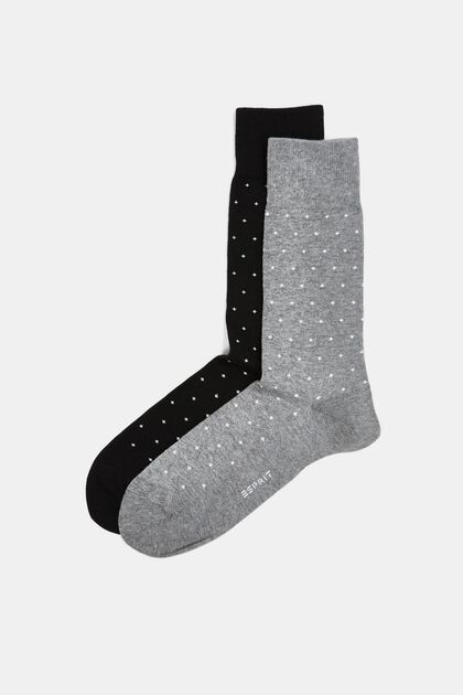 Pakke med 2 par sokker med prikket mønster, økologisk bomuld