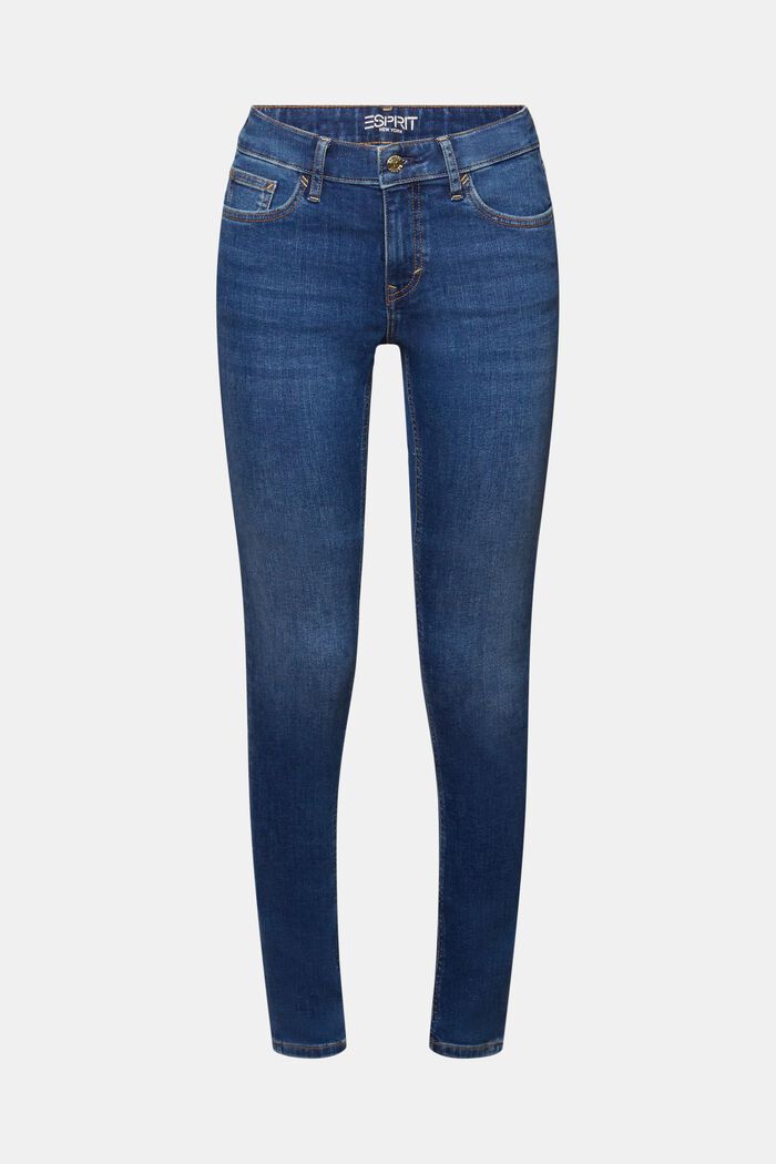Skinny jeans med mellemhøj talje, BLUE MEDIUM WASHED, detail image number 7
