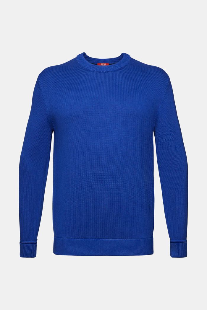 Sweater i bomuld med rund hals, BRIGHT BLUE, detail image number 6