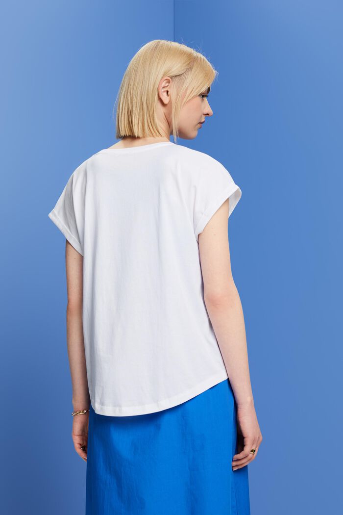 T-shirt med lille print, 100 % bomuld, WHITE, detail image number 3
