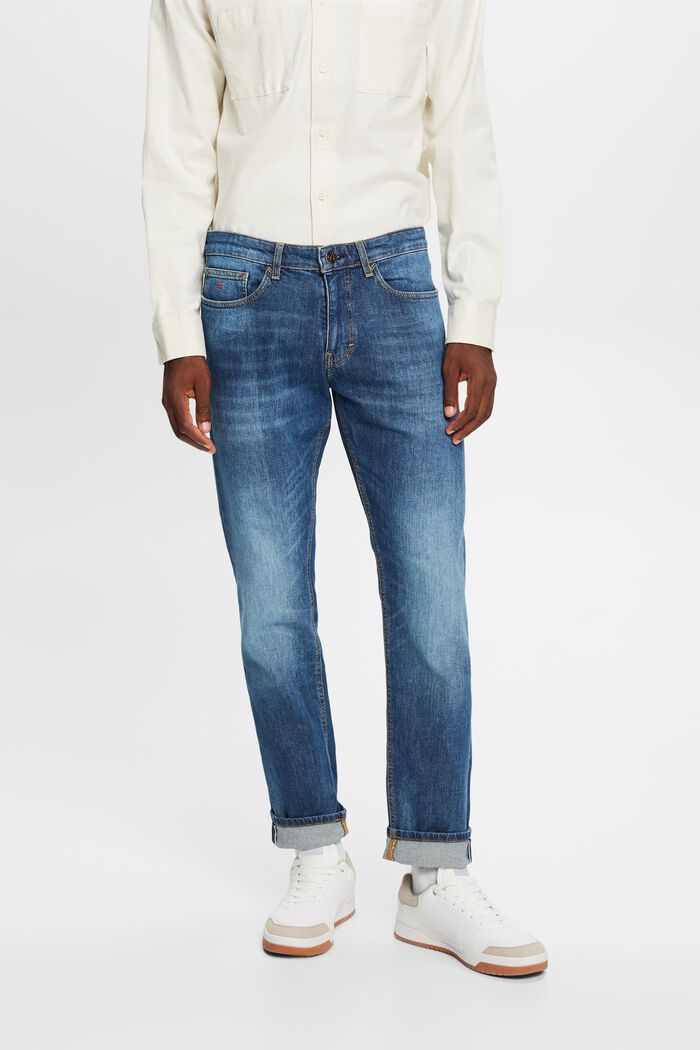 Slim jeans med mellemhøj talje, BLUE MEDIUM WASHED, detail image number 1