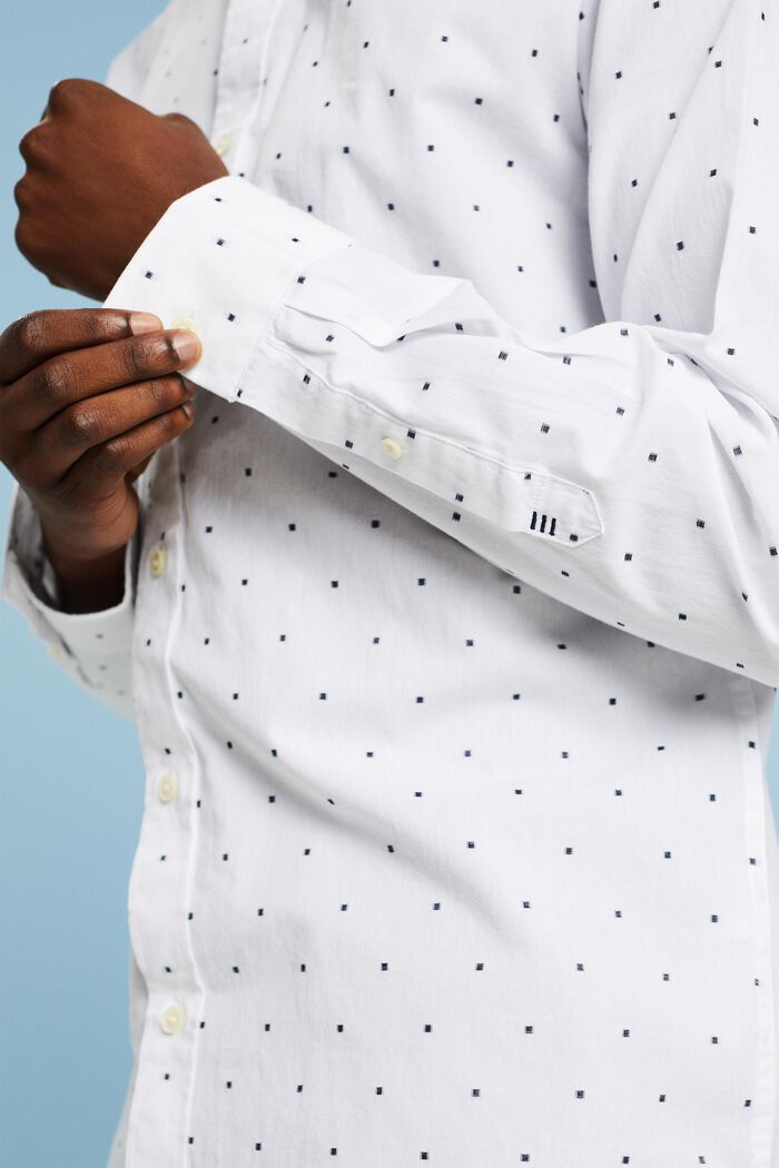 Broderet slim fit-skjorte i bomuld, WHITE, detail image number 3